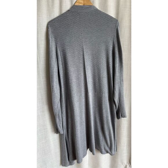 Soft Gray Ribbed Cardigan 1X Easy Throw-On Minimalist Cozy Fit - Picture 12 of 13